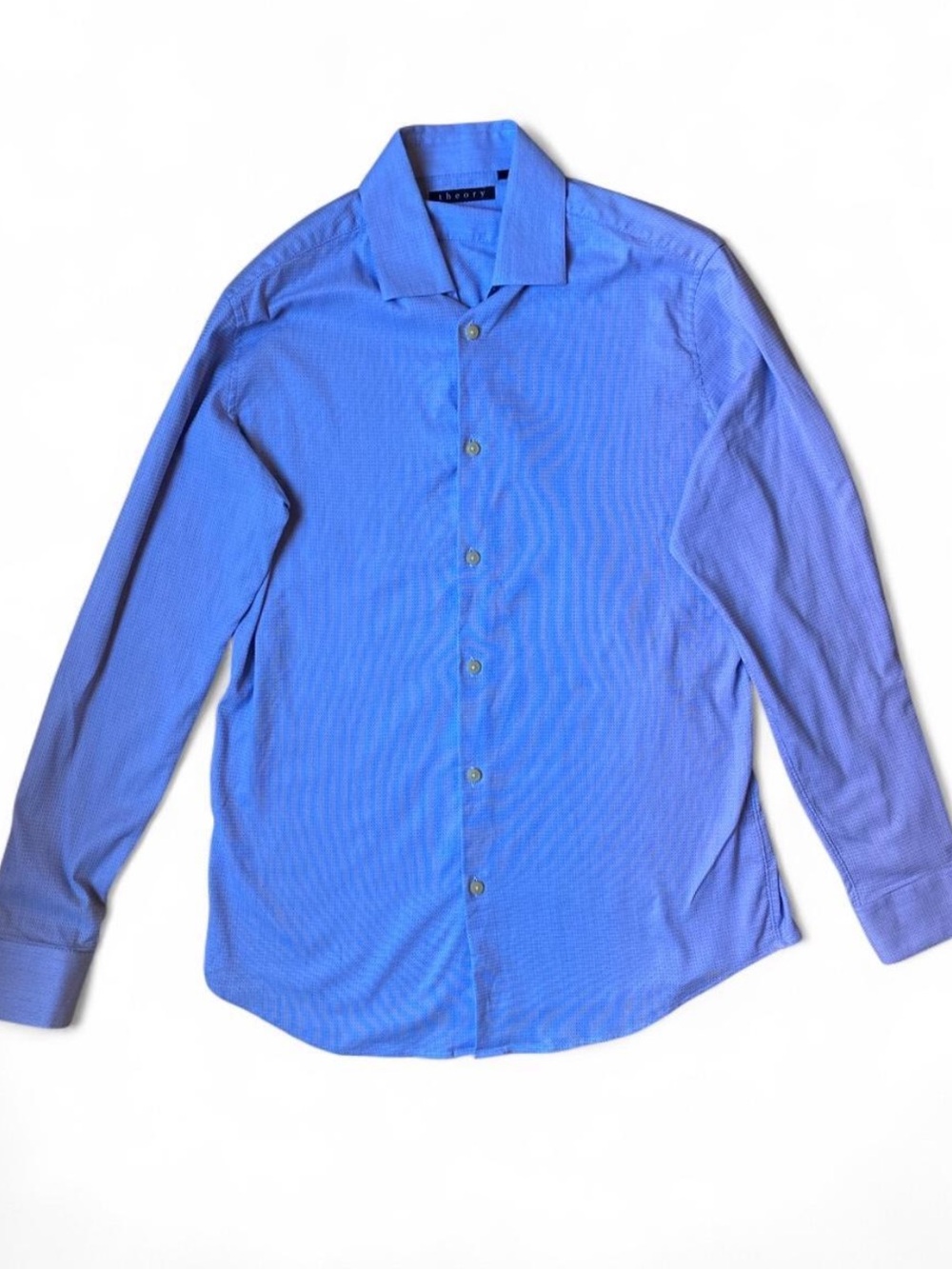 Theory Men's Blue Spread-Collar Button Down Dress Shirt Size 16R